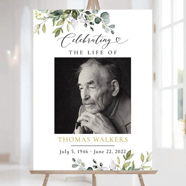 Greenery Funeral Welcome Sign, Printable Botanical Foam Board (Creator Uploaded)