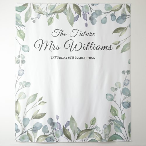 Greenery Future Mrs Bridal Shower Photo Prop Tapestry