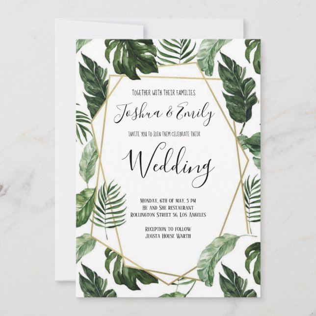 Greenery garden Botanical Wedding Invitation (Front)
