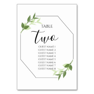 Greenery Garden Leaves Frame Wedding Guest Names Table Number