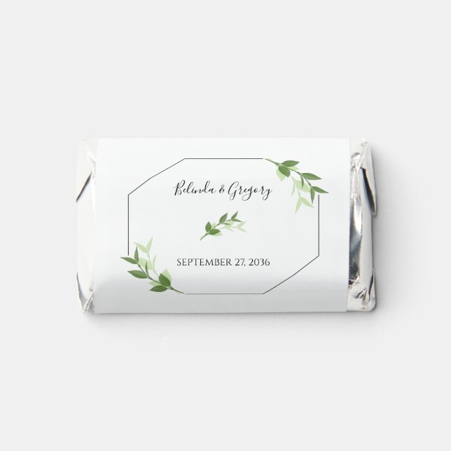 Greenery Garden Leaves Frame Wedding Hershey's Miniatures (Front)
