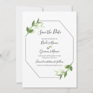 Greenery Garden Leaves Frame Wedding Save The Date