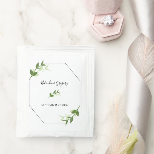 Greenery Garden Leaves Frame Wedding  Tea Bag Drink Mix