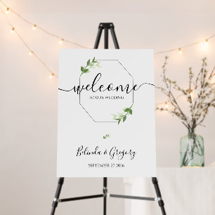 Greenery Garden Leaves Frame Wedding Welcome Sign