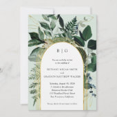 Greenery garden, Modern botanic arch wedding Invitation (Front)