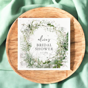 Greenery Garden Script Bridal Shower Napkins