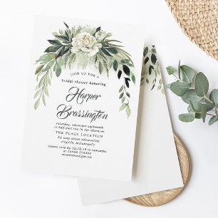 Greenery Garland Elegant Vintage Bridal Shower Invitation