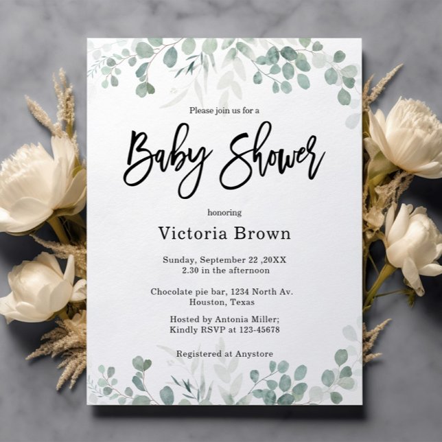 Greenery Gender Neutral Baby Shower  Invitation (Creator Uploaded)