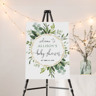 Greenery gender neutral baby shower welcome sign