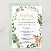 Greenery Gender neutral deer couples baby shower Invitation