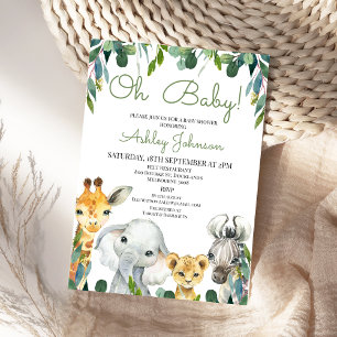 Greenery Gender Neutral Safari Baby Shower Invitation