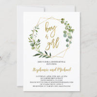 Greenery Gender Reveal Invitation