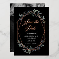 Greenery Geo Black | Rose Gold Save The Date