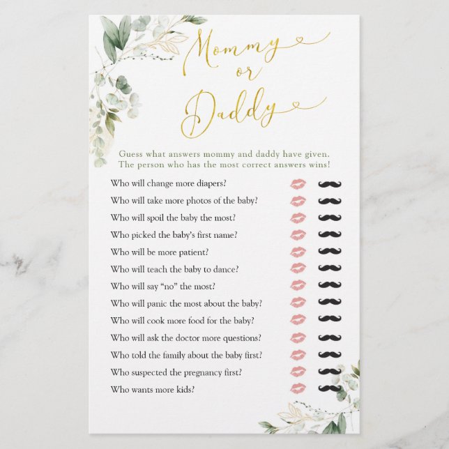 Greenery Geometric Baby in Bloom Mommy or Daddy (Front)