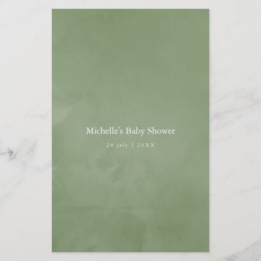 Greenery Geometric Baby Shower Baby Bingo (Back)