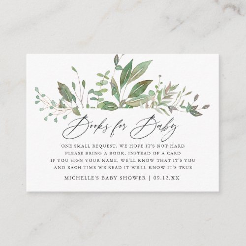 Greenery Geometric Baby Shower Book Request Enclosure Card