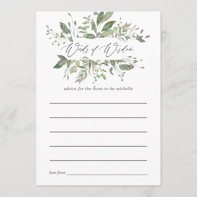 Greenery Geometric Baby Shower Mom Advice (Front)