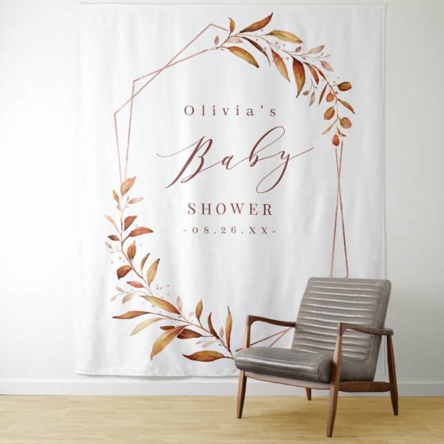 Greenery Geometric Baby Shower Photo Backdrop (In Situ)