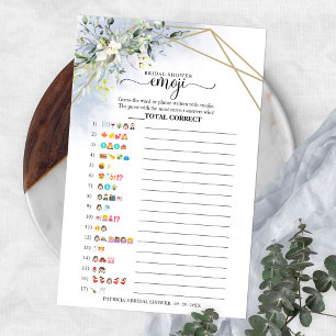 Greenery Geometric Bridal Shower Emoji Pictionary Flyer