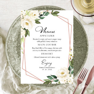 Greenery Geometric Bridal Shower Menu For Plate Invitation