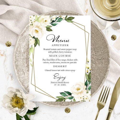 Greenery Geometric Bridal Shower Menu For Plate Invitation