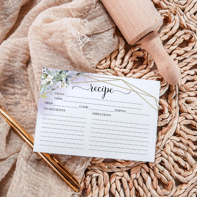 Greenery Geometric Bridal Shower Recipe Cards (Creator Uploaded)