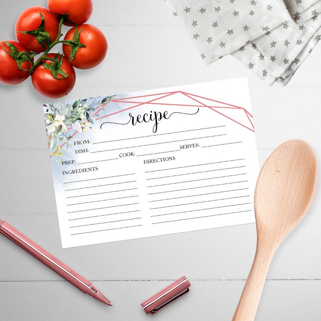 Greenery Geometric Bridal Shower Recipe Cards (Creator Uploaded)