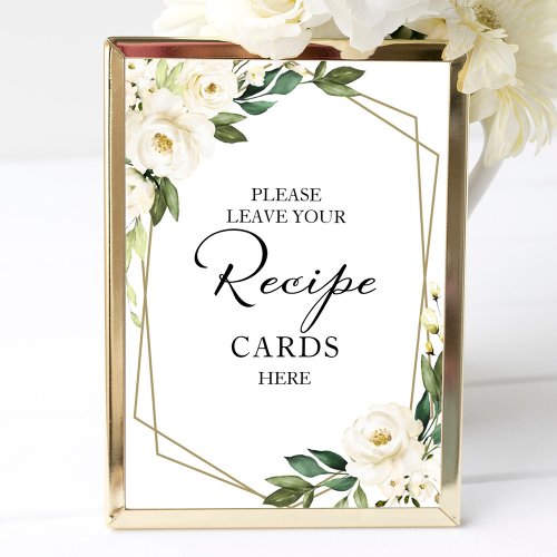 Greenery Geometric Bridal Shower Recipe Cards Sign