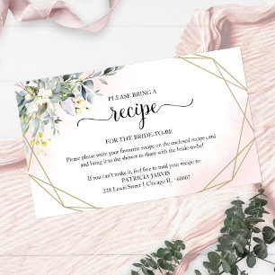 Greenery Geometric Bridal Shower Recipe Request En Enclosure Card