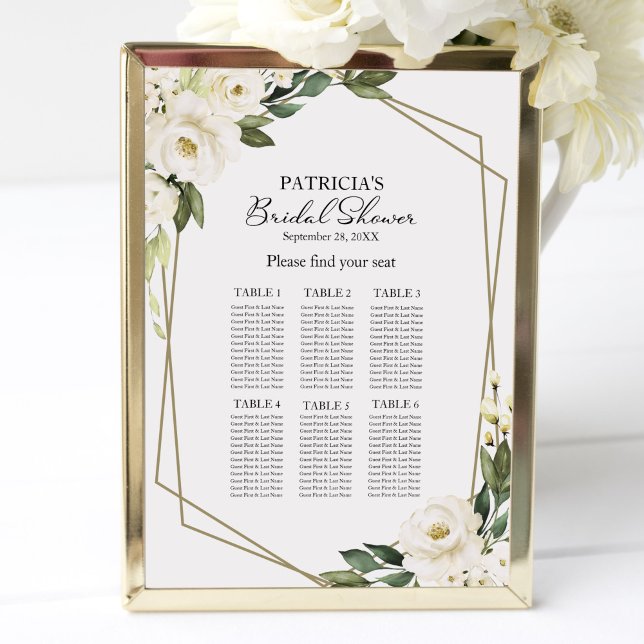 Greenery Geometric Bridal Shower Seating Chart (Creator Uploaded)