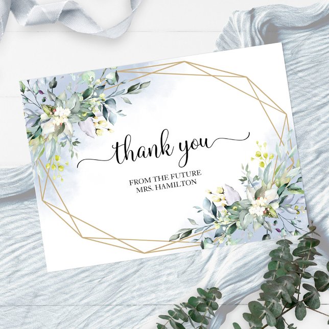 Greenery Geometric Bridal Shower Thank You Postcar (Creator Uploaded)