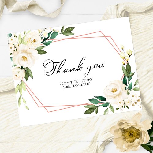 Greenery Geometric Bridal Shower Thank You Postcar Postcard