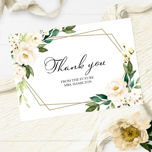 Greenery Geometric Bridal Shower Thank You Postcard