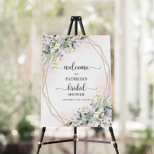 Greenery Geometric Bridal Shower Welcome Foam Board
