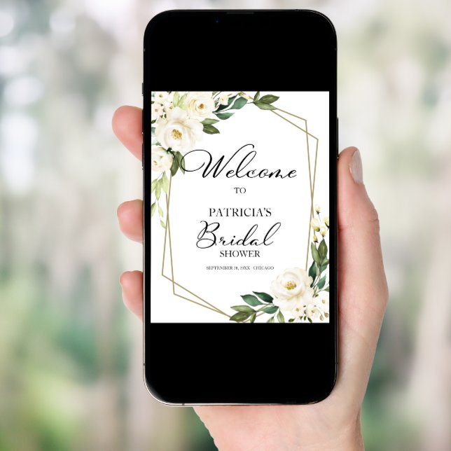 Greenery Geometric Bridal Shower Welcome Poster (Front Digital)