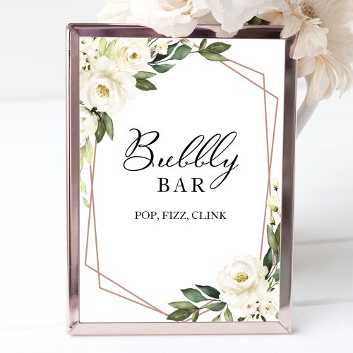 Greenery Geometric Bubbly Bar Pop Fizz Clink Sign