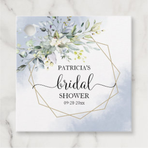 Greenery Geometric Dusty Blue Bridal Shower Favor Favor Tags