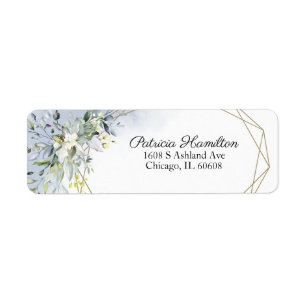 Greenery Geometric Dusty Blue Return Address Label
