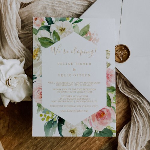 Greenery Geometric Elegant Elopement Reception Invitation