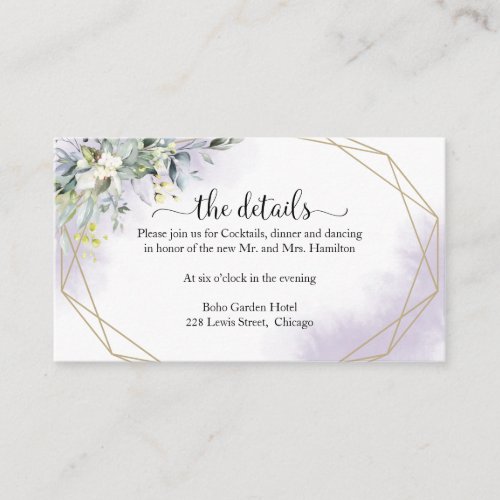 Greenery Geometric Eucalyptus Wedding Details Enclosure Card