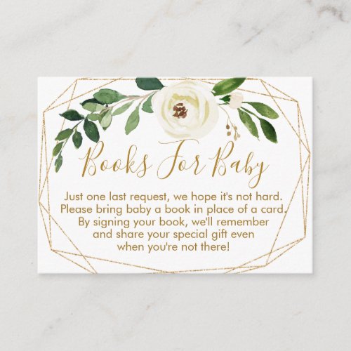 Greenery Geometric Floral Baby Shower Book Request Enclosure Card