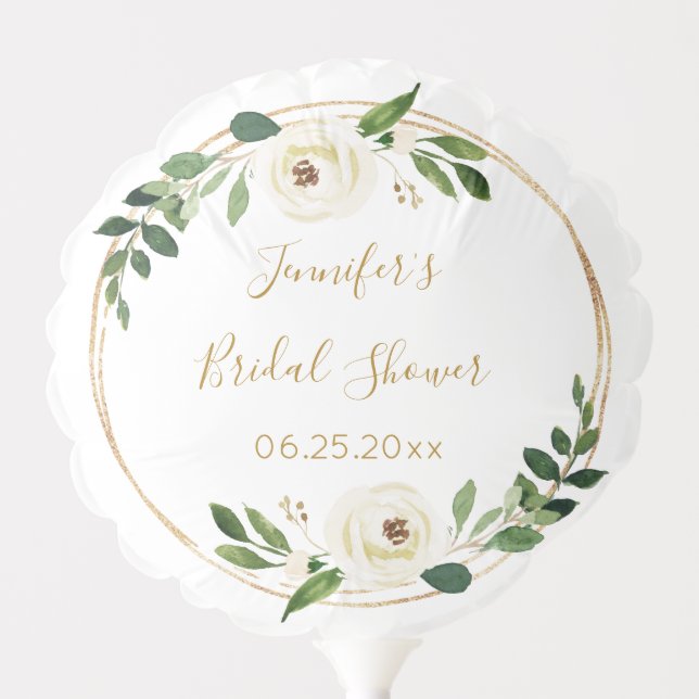 Greenery Geometric Floral Bridal Shower Balloon (Front)