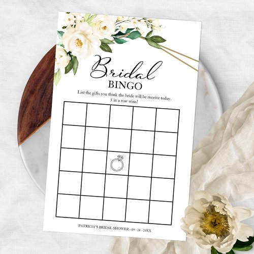 Greenery Geometric Floral Bridal Shower Bingo Flyer