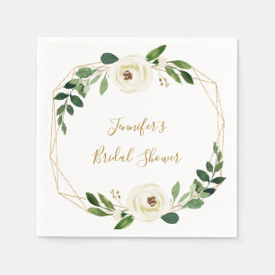 Greenery Geometric Floral Bridal Shower Napkins