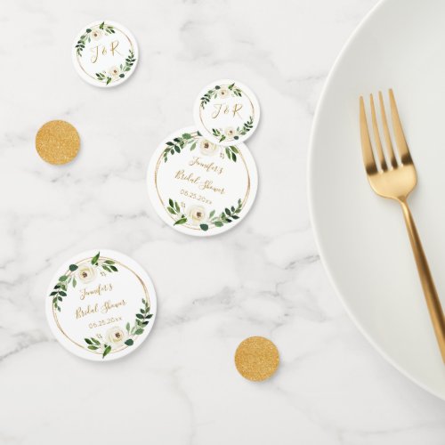 Greenery Geometric Floral Monogram Bridal Shower Confetti