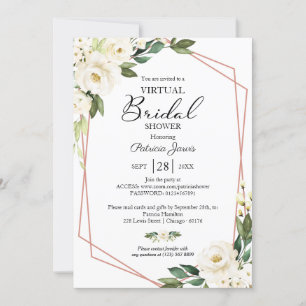 Greenery Geometric Floral Virtual Bridal Shower In Invitation