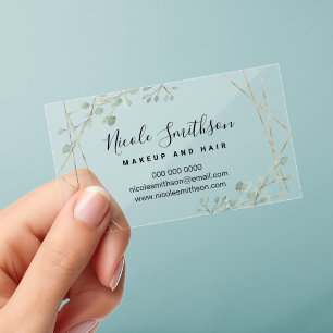 greenery geometric frame clear business cards