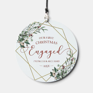 Greenery Geometric Our First Christmas Engaged Wind Chime