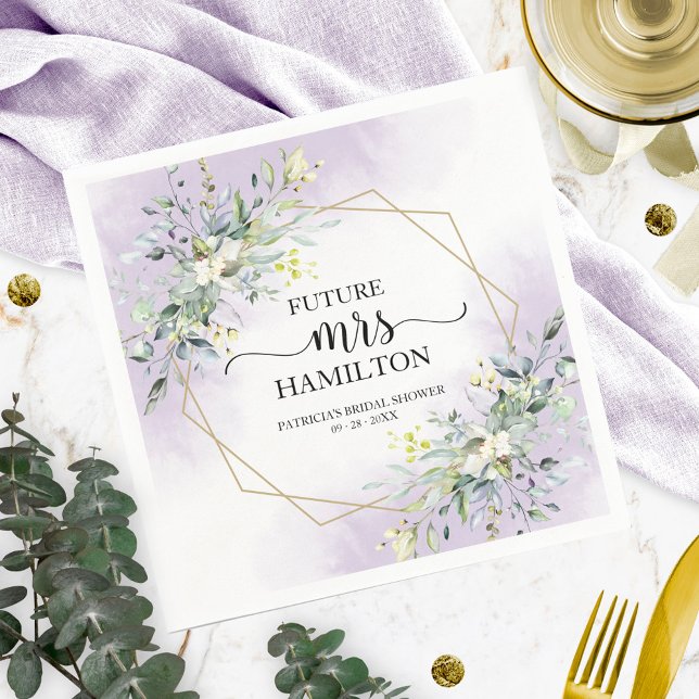 Greenery Geometric Pink Blush Bridal Shower Napkin (Creator Uploaded)