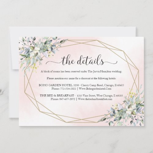 Greenery Geometric Pink Blush Wedding  Invitation